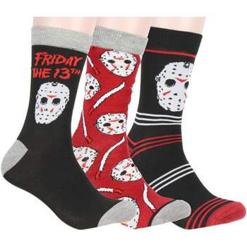Friday The 13th Jason Voorhees Mask Adult 3 Pack Crew Socks for Men Multicoloured