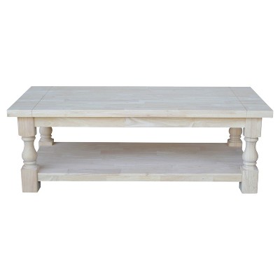 Tuscan Unfinished Solid Parawood Rectangular Coffee Table
