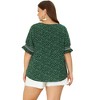 Agnes Orinda Women's Plus Size Boho Smocked Short Puff Sleeve Ruffled Cuff Spring Summer Polka Dots Blouses - 4 of 4