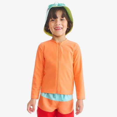 Primary Kids Long Sleeve Full-Zip Rash Guard In Cantaloupe Size 6-7 — фото 2