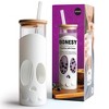 Ototo 17 fl oz Bonesy Glass Tumbler with Lid and Straw, Silicone, Glass, and Bamboo White - 2 of 4
