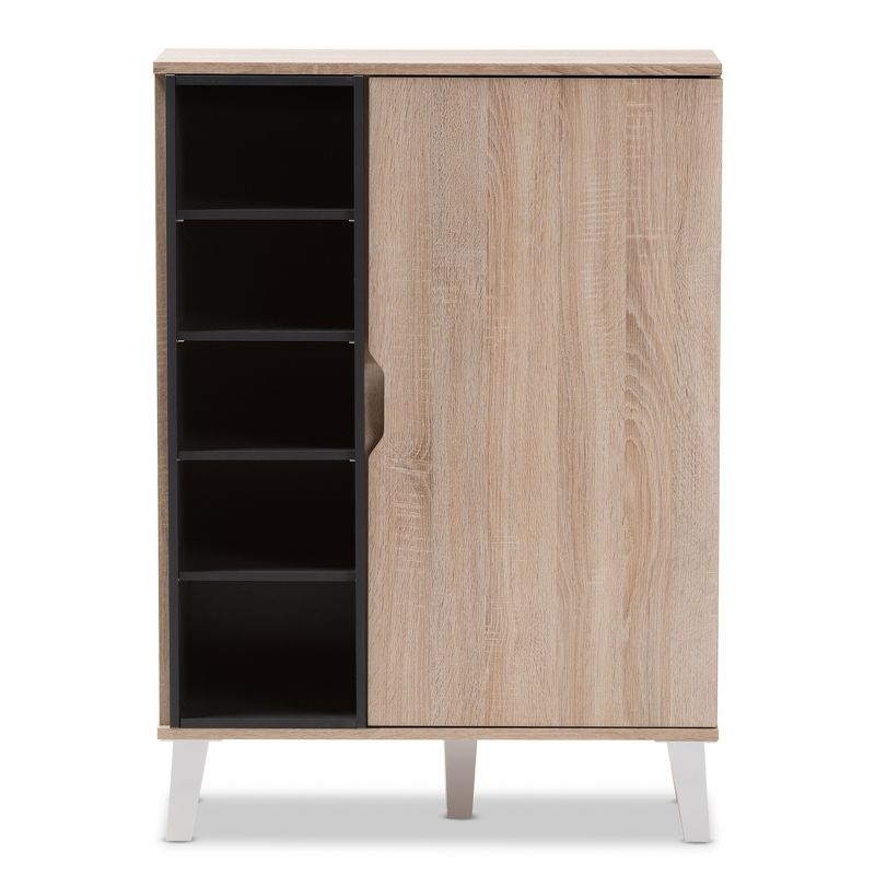 Adelina Mid - Century Modern 1 - Door Wood Shoe Cabinet - Brown - Baxton Studio, 4 of 10