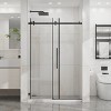 48"x72" Frameless Sliding Shower Door, 1/4"(6mm) Clear Tempered Glass with Easy-Clean Coating, Stainless Steel Hardware, Matte Black - 2 of 4