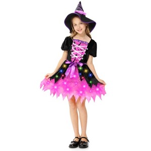 Garvee Witch Costume Halloween for Girls,Witch Costume Sparkle Witch Dress for Kids Fairy Tale Dress-Up Party - 1 of 4