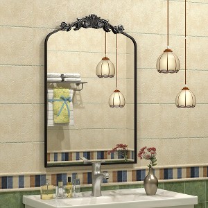 Apmir 20 in. W x 32 in. H Arch High Quality Aluminum Alloy Framed French Cleat Mounted Baroque Wall Decor Mirror in Brushed Gold with 3-Year Warranty - 1 of 1