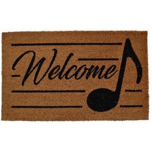 HomeRoots 18" X 30" Brown and Black Coir Welcome Outdoor Door Mat - 1 of 4