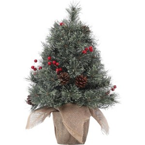Acekool 24-Inch Snow-Touched Tabletop Tree: Ready-to-Glow Seasonal Display - 1 of 4