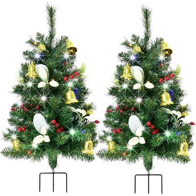 Luupatchy 30-inch 2 Pcs Outdoor Prelit Artificial Christmas Tree