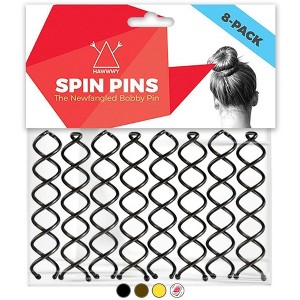 Hawwwy Easy & Fast Bun Maker with Spiral Bobby Pins, 2 Inches, 8 Pack, Black - 1 of 4