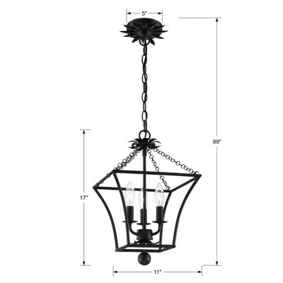 Mini Antique Gold Crystal 3-Light Lantern