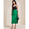 INSPIRE CHIC Women Satin Maxi Elastic High Waist Side Slit Flowy Long for Party Wedding Skirt - 2 of 4