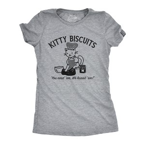 Womens Kitty Biscuits T Shirt Funny Cute Baking Kitten Tee For Ladies - Crazy Dog Women's T Shirt - 1 of 4