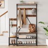 Garvee Hall Tree with Bench and Shoe Storage Parent-Child Coat Rack Shoe Bench Industrial Coat Tree Shoe Rack, Storage Cubbies, Hooks,Top Shelf - 3 of 4