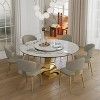 KWPZQEB 59" Round Sintered Stone Dining Table, Glossy Pandora Sintered Stone Tabletop Dining Table with 31.5" Lasy Susan & Hourglass Base (Table Only) - 2 of 4