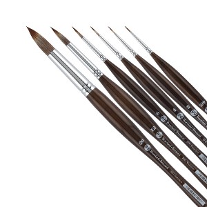 Borciani e Bonazzi UNICO Synthetic Mongoose Artist Paint Brush - Series 800 Round - Set of 6 - Watercolors, Oil & Acrylic Paint - Handcrafted in - 1 of 4