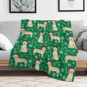 Yellow Lab Christmas dog Christmas Throw Blanket Soft Fleece Christmas Blanket Cozy Flannel Throw for Couch Bed 50x60 inches - 1 of 1