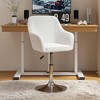 VECELO Modern PU Leather Accent Chair, Vanity Makeup Chair with Gold Metal Frame, Upholstered Armchair for Living Room or Bedroom, White - 3 of 4