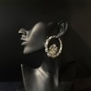 Better Jewelry, Hibiscus Flower 925 Sterling Silver Bamboo Hoops Earrings - 2 of 4