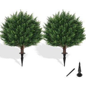 Artificial UV-resistant boxwood spherical bonsai - fake shrub with spike, suitable for indoor and outdoor flower pots - 1 of 1