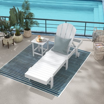 WestinTrends Malibu 2 Piece Adirondack Poly Reclining Chaise Lounge With Wheels
