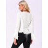 Allegra K Women's Flare Bell Sleeve Lace Square Neck Button Down Shirt - 3 of 4