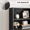 Garvee Farmhouse Bookcase with Doors 11.8in Deep Display Storage 23.6W x 71.4H Inches L-Shape Engineered Wood, Black - 4 of 4