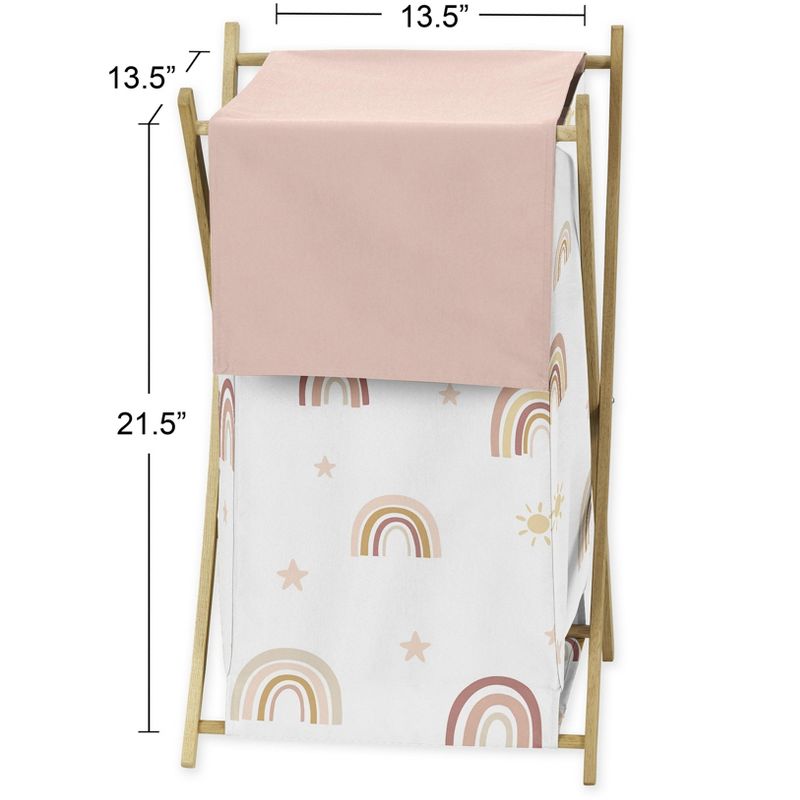 Sweet Jojo Designs Girl Laundry Hamper Boho Rainbow Pink Yellow and White, 6 of 7