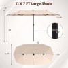 Costway 13 FT Large Patio Umbrella with LED Solar Lights Crank Handle 12 Heavy-Duty Ribs Beige/Brown/Gray/Navy/Orange/Wine - 3 of 4