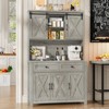 67.7"H Pantry Storage Cabinet with Sliding Barn Doors & Adjustable Shelf, Sideboard Buffet Cabinet - 3 of 4
