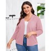 Plus Size Open Front Knit Cardigan 3/4 Sleeve Lightweight Breathable Casual Sweater Cardigan - 4 of 4