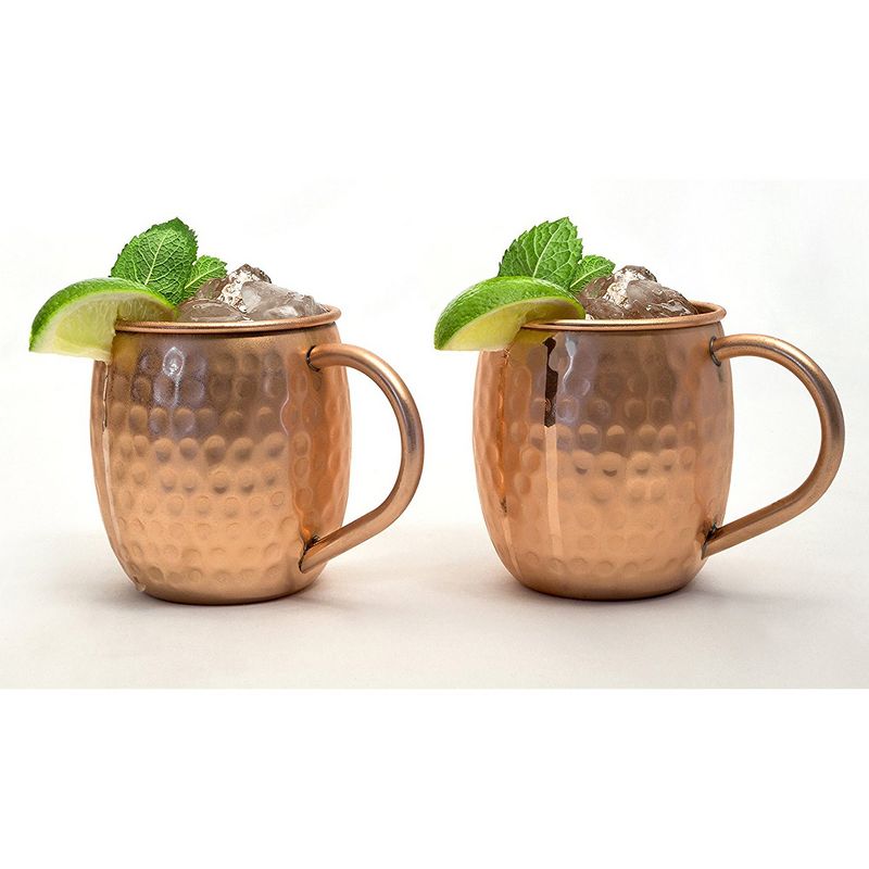 Set of 2 Modern Home Authentic 100% Solid Copper Hammered Moscow Mule Mug - Handmade in India, 1 of 6
