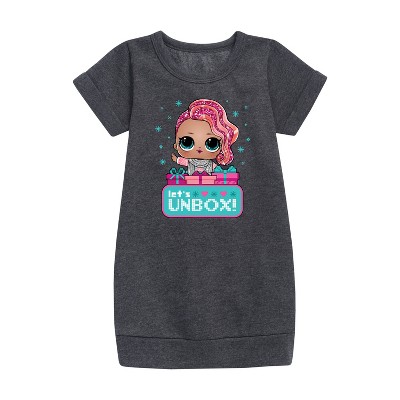 - Lol Surprise! - Lets Unbox Graphic Short Sleeve Fleece Dress