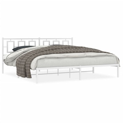 vidaXL Metal Bed Frame with Headboard White 76 in.x79.9 in. King