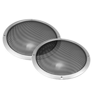 Unique Bargains Round Mesh Trim Subwoofer Grille Horn Speaker Protective Cover Silver Tone 2 Pcs - 1 of 4