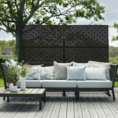 Lirago Metal Outdoor Privacy Screen Freestanding Patio Decorative Screens-72"x47" Black - 1 pice
