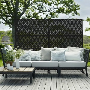 Lirago Metal Outdoor Privacy Screen Freestanding Patio Decorative Screens-72"x47" Black - 1 pice - 1 of 4