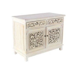 Traditional Mahogany Cabinet White - Olivia & May: No Assembly, Indoor Use, 2 Drawers - 1 of 4