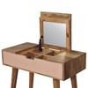 FONTOI 27.6"W Mini Pink Dressing Table with 4 Compartments Foldable Mirror Nordic Legs for Bedroom Dressing Room, Pink, 27.56"*13.78"*30.71" - 3 of 4