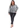 Agnes Orinda Women's Plus Size Party Metallic Sequin Sparkle Zip Bomber Jackets - 3 of 4