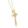 Pompeii3 1/3 ct Oval Diamond Cross Solitaire Pendant Yellow Gold Necklace (1' tall) - 2 of 4