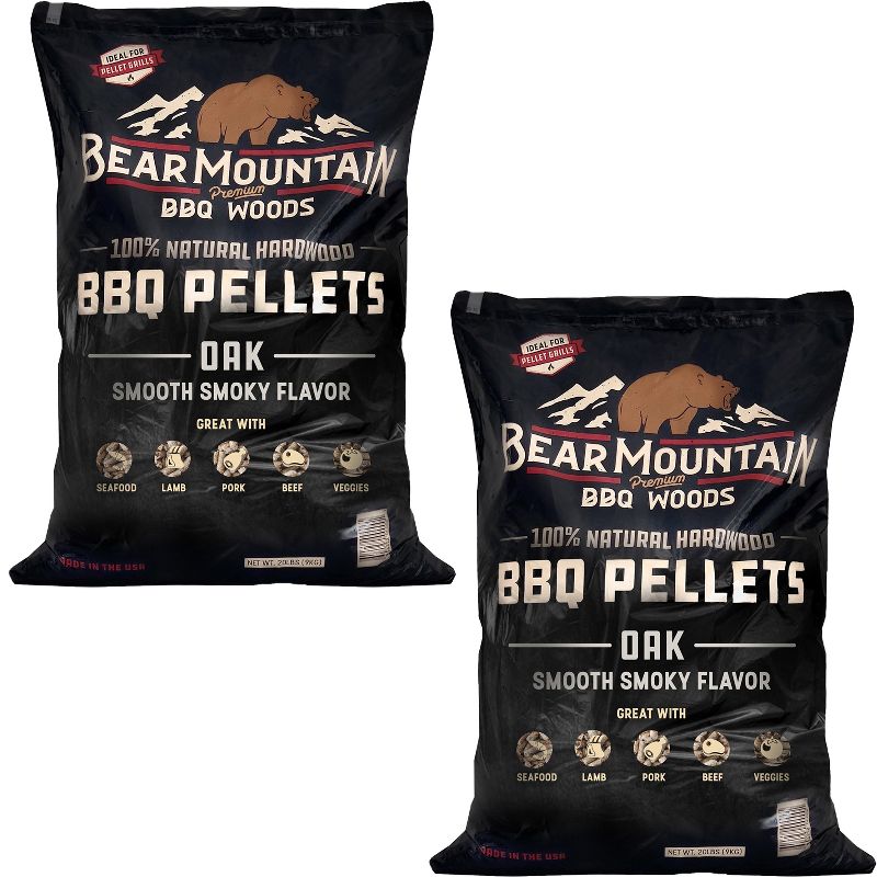 Bear Mountain BBQ Premium All Natural Hardwood Red and White Oak Wood Chip Pellets for Outdoor Gas, Charcoal, and Electric Grills, 20 Pounds (2 Pack), 1 of 7