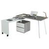 PAGED Modern Computer Desk, L Shaped Home Office Desk with 3 Drawers, 2 Storage Shelves for Office, Study - 4 of 4