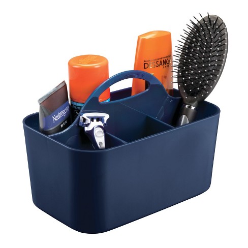 Mdesign Plastic Shower Caddy Storage Organizer Basket With Handle -navy  Blue : Target