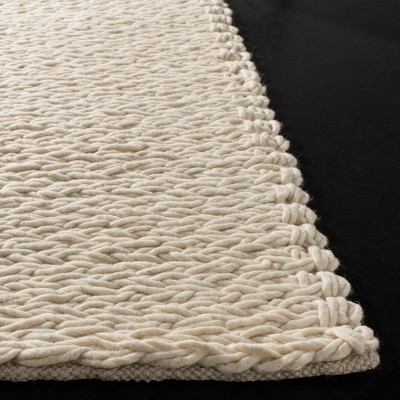 Handmade Ivory Braided Wool 6' Square Area Rug