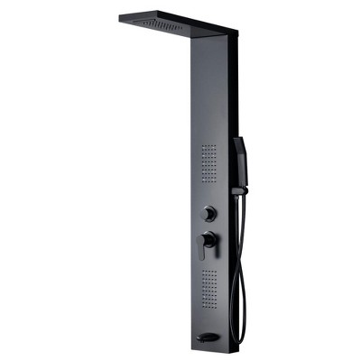 BWE 2-jet rain shower panel system with waterfall shower head and shower wand with LED light