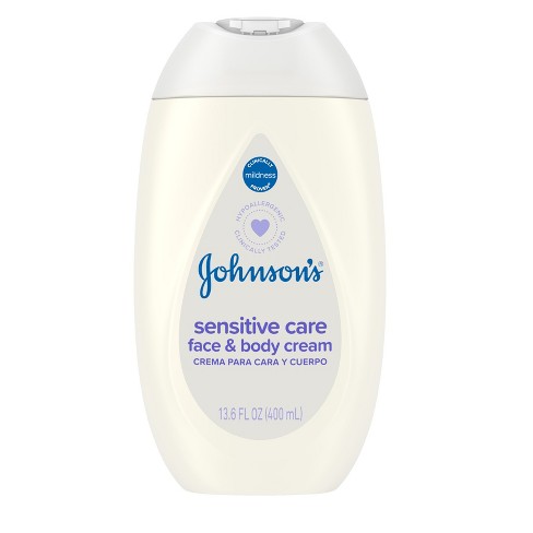 Johnson's Sensitive Care Baby Face & Body For Dry And Sensitive Skin -  Lightly Scented - 13.6oz : Target
