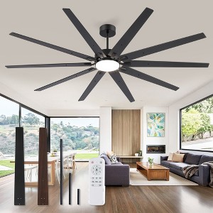 Arceso 92" Industrial Modern Ceiling Fan with LED Light and Remote for Indoor - 1 of 4