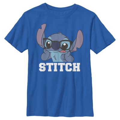 Boy's Lilo & Stitch Glasses Stitch T-shirt - Royal Blue - X Large : Target