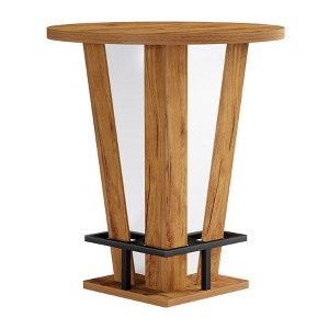 Resenkos Wooden Round Bar Table, High Top Pub Dining Set, Ideal for Home Bar, Kitchen, Living Room, Brown - 1 of 4