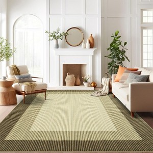 Bordered Machine Washable Rug with Rubber Backing for Living Room Modern Solid Rug for Bedroom Non Slip Stain Resistant Carpet for Dining Room - 1 of 4